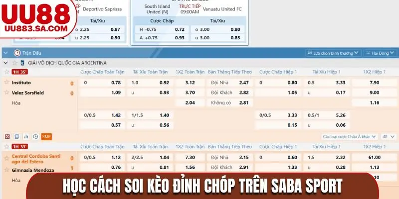 Học cách soi kèo đỉnh chóp trên SABA Sport